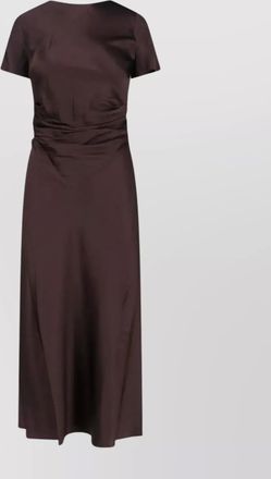 Staud silk v-neck ruffled short-sleeve midi dress