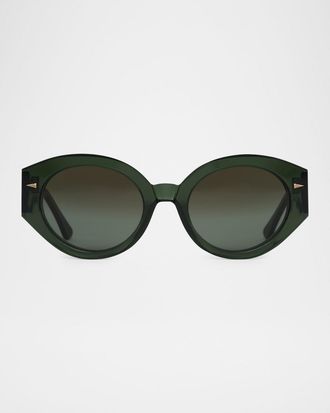 Ahlem Art Deco Acetate & Nylon Round Sunglasses