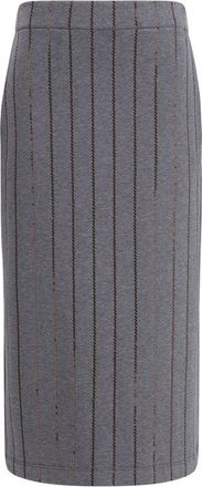 Brunello Cucinelli Gray Cotton Midi Womens Skirt