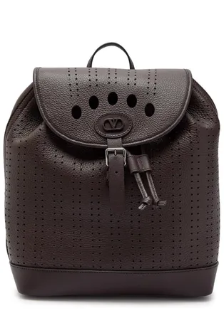 Valentino Garavani Antibes Perforated Leather Backpack - Brown - One Size