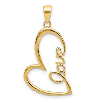 Diamond2Deal 14k Yellow Gold Gold Polished LOVE Heart Pendant