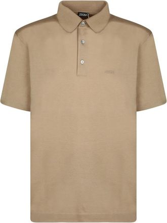 Ermenegildo Zegna Piqu&eacute; polo shirt van katoen - Heren - Polos - Beige - 2XL - Katoen - Tops