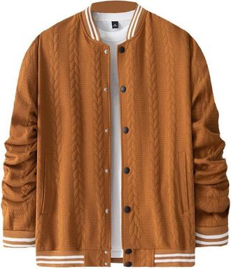 Generic Mens Fashion Jacket Casual Slim Fit Cotton Baseball Bomber Jacket Urb Classic College Jacket Mens Winter Jackets, orange, M