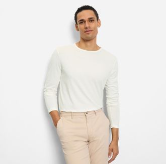 Olymp Longsleeve OLYMP, Herren, Gr. XXL, sanftes wei&szlig;, Single Jersey, Obermaterial: 60% Baumwolle, 40% Modal, regular fit, Rundhals, Shirts Longsleeve, Sing