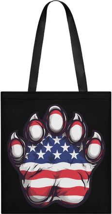 Generic 4th of July Paw Print Tote Bag for Women Men Shoulder Bags Purses Pouch Handbags