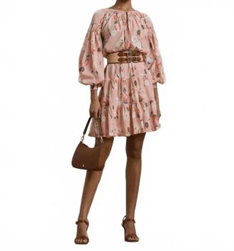 Ralph Lauren Voile Tiered Tie-Neck Dress In Floral