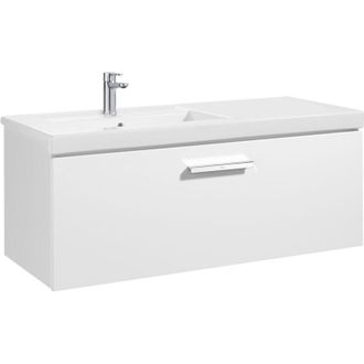 Roca Unik Mueble Con Un Caj&oacute;n + Lavabo Prisma - Roca Color: Blanco Brillo - Medidas: 1100x460x450 Mm - Posici&oacute;n Del Lavabo: Izquierda