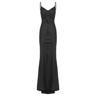 Elisabetta Franchi Red Carpet-jurk van satijnen stof - Dames - Avondkleed - Zwart - S - Satijn - Kleedjes