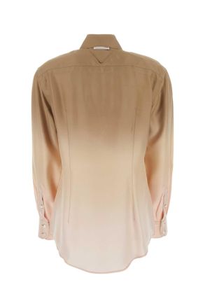 Prada Womens Ombr&eacute; Silk Shirt Beige