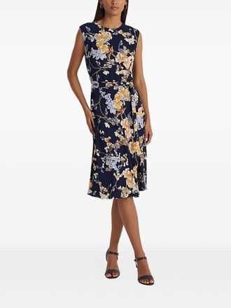 Lauren Ralph Lauren floral-print fitted midi dress - Blue