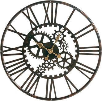 Beliani Reloj De Pared Redondo De Material Sint&eacute;tico Sala De Estar Decoraci&oacute;n Del Hogar N&uacute;meros Romanos Negro Petrer