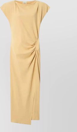 Isabel Marant cap sleeve midi dress ruched ruffle slit