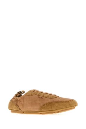 Fendi Mens Camel Leather And Suede Fendi Fit Sneakers Beige+rame+beige