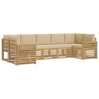 vidaXL Conjunto De Sof&aacute;s De Exterior 7 Uds. Y Beige Poli&eacute;ster Vidaxl