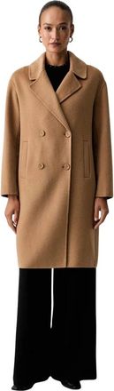 Twinset Abrigo de lana cruzado - Coats - Mujer - Beige - XS