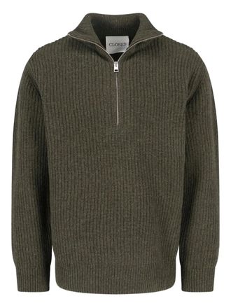 Closed zipped sweater - men - Wool - S - Green