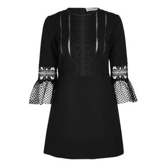 Self Portrait Black Lace trimmed mini dress Size S