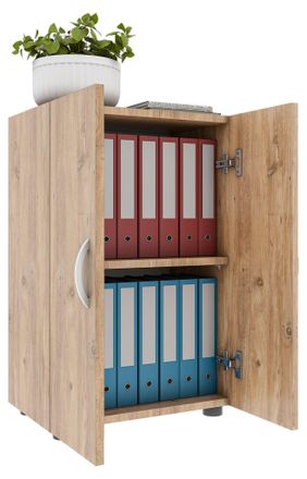 ebuy24 Armario De Oficina Vcm Con 2 Compartimentos Armario De Archivo Moderno Con Puertas Giratorias Dimensiones Aprox. Al. 74 X An. 49 X T. 34 Cm - Ulas 2 C