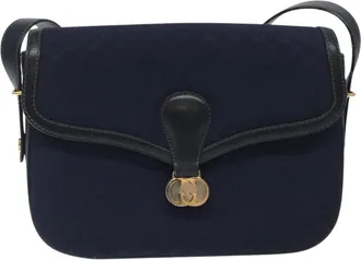 Gucci Navy Canvas Shoulder Bag (Pre-Owned)