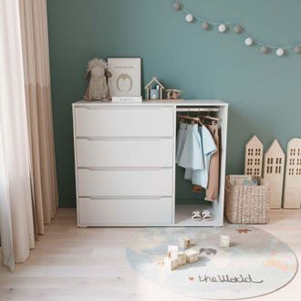 Vicco Guardaroba per bambini Ruben, Bianco, 120 x 101.9 cm con 4 cassetti
