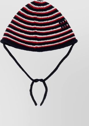 Miu Miu crochet bucket hat striped design ear flaps