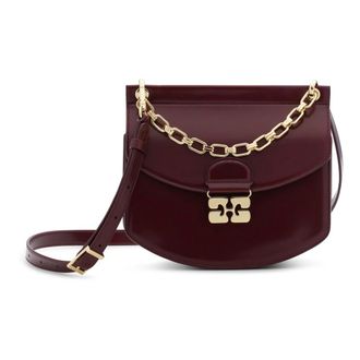 Ganni Cross Body Bags, female, Brown, ONE SIZE, Sculptural Box Chain Bag