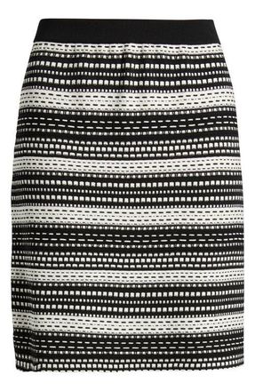 Ming Wang Stripe Knit Skirt in Black/Ivory at Nordstrom, Size Large