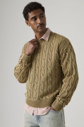 Levi's Carmel Cable Crewneck Sweater - Hombre - XL - Marr&oacute;n / Pine Bark