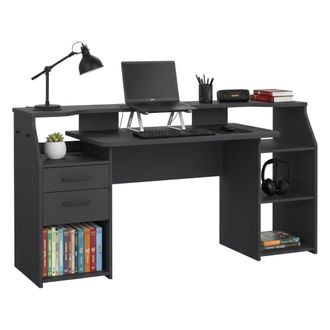 Dmora Dmora - Escritorio Zennithor, Mesa De Trabajo Con 1 Puerta Y 1 Caj&oacute;n, Ideal Para Oficina Y Gaming, 171x62 H89 Cm, Gris