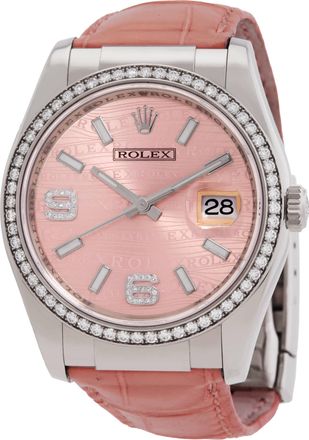 Rolex Datejust Pink Wave Dial Diamond Automatic Ladies Watch 116189PWDAL
