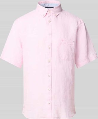 Fynch-Hatton Fynch-Hatton Regular Fit Leinenhemd mit Button-Down-Kragen in Hellrosa, Gr&ouml;&szlig;e 3XL