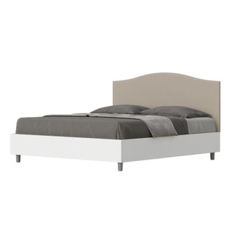 ITYhome Letto Matrimoniale Rivestito In Similpelle - Grace - Colore: Tortora - Dimensione Rete: 160x200 - Tipologia Letto: Alzata Doppia