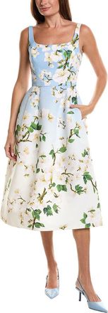 Oscar De La Renta Oscar De La Renta Cherry Blossom Faille Silk-Lined Midi Dress