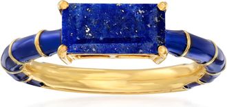 Ross-Simons Lapis and Dark Blue Enamel Ring in 18kt Gold Over Sterling
