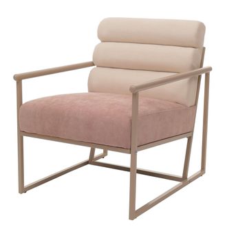 Hhg Hhg - Nunca Usado] Sill&oacute;n 445, Sill&oacute;n De C&oacute;ctel/acolchado, Tela/textil (420 G/m&sup2;) Metal Mvg, Beige, Tapizado Rosa