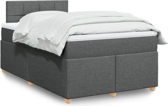 vidaXL Cama Box Spring Con Colch&oacute;n Tela Gris Oscuro 120x190 Cm Vidaxl