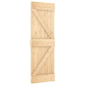 Berkfield Home Sliding Door with Hardware Set 70x210 cm Solid Wood Pine in Light Tan