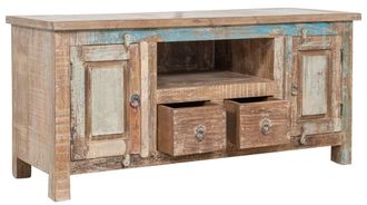 Biscottini International Biscottini - Mueble De Tv De Madera Maciza Reciclada Con Acabado Envejecido