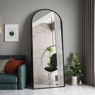 OEM Espejo De Pie - 180x80cm - Negro - Aluminio - Vidrio Templado