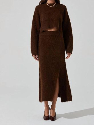 Astr Clarisse Midi Skirt In Espresso