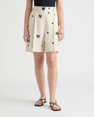 NVLT Womens Embroidered Stripe Bermuda Short