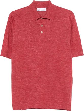 Brunello Cucinelli Button-up poloshirt - Rood