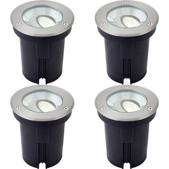 Loops 4 PACK Stainless Steel IP67 Ground Light - 13W Cool White LED - Tilting Head in Metallics