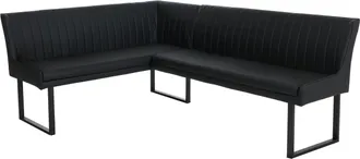 Hhg [non Utilizzato] Panca Angolare Hhg-219, Sala Da Pranzo, Ecopelle Metallo 159x210 Cm, Nero