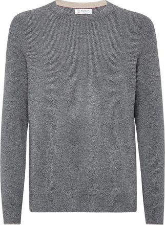 Brunello Cucinelli Maglione a coste - Grigio