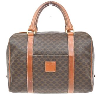 Celine Macadam Handbag Macadam With Leather Brown Pvc Handbag (Pre-Owned)