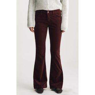Mavi Sydney High Rise Flare Velvet Pants in Burgundy Velvet at Nordstrom, Size 26 X 30