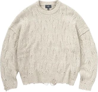 Represent Distress Knit Sweater - Heren - Ronde hals truien - Beige - XL - Wol - Truien & Vesten