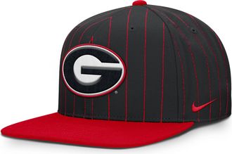 Nike Georgia Primetime Pin Stripe 2-Tone Nike Mens Dri-FIT College Adjustable Hat in Black | NC12053YNGB-5YX