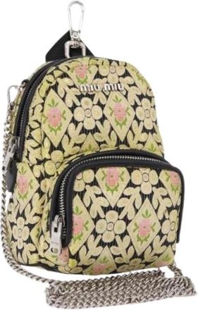 Miu Miu Pre-owned Satin Shoulder Bag - Dames - Vintage Rugzakken - Geel - ONE Size - Satijn - Vintage